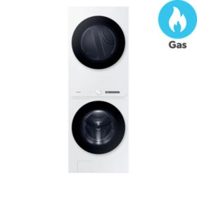 Samsung Bespoke 4.6 cu. ft. Ultra Capacity Single Unit AI Laundry Hub™ Washer with Steam Wash and 7.6 cu. ft. Gas Dryer in White