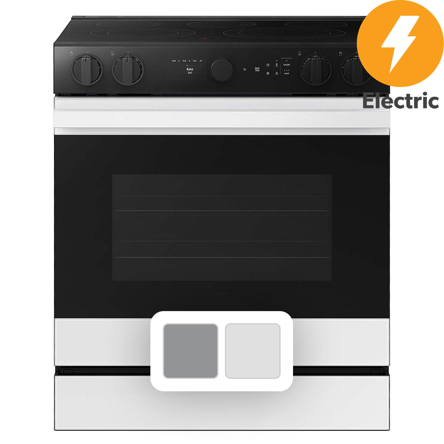 Samsung Bespoke Smart Slide-In Electric Range 6.3 cu. ft. in White Glass with Smart Oven Camera & Illuminated Safety