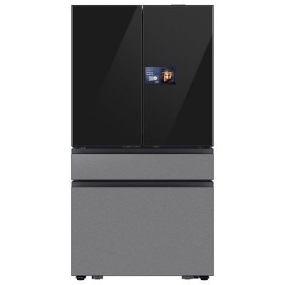 Samsung Bespoke 4-Door French Door Refrigerator (29 cu. ft.) with AI Home in Charcoal Glass Top and Stainless Steel