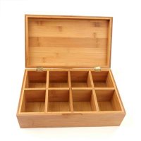 Mind Reader 8-Compartment Bamboo Tea Storage Box