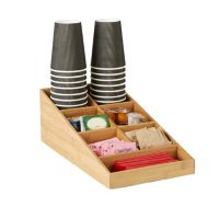 Mind Reader 7-Compartment Bamboo Coffee Accessories and Cup Organizer