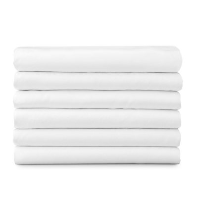Arkwright Bulk Fitted Bed Sheets - Soft Poly/Cotton Sheet for Home - Twin  Size - (6 Pack) White 