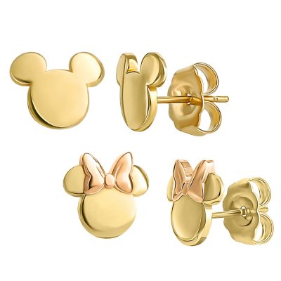 White gold deals mickey mouse earrings