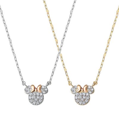 Disney 0.23 CT. T.W. Diamond Minnie Mouse Necklace in 14K Yellow Gold:- Yellow Gold