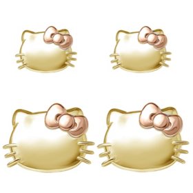 Hello Kitty Stud Earrings In 14K Gold