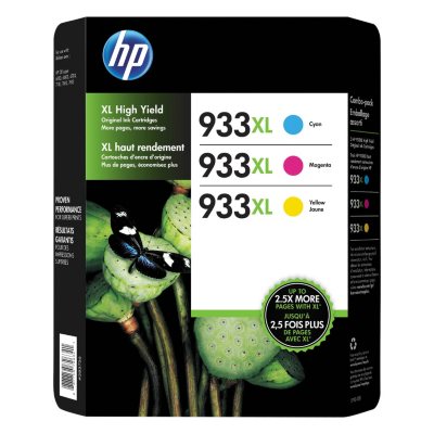 HP 933XL, (D8J65BN) 3-Pack High-Yield Cyan/Magenta/Yellow Original Ink Cartridges - Sam's