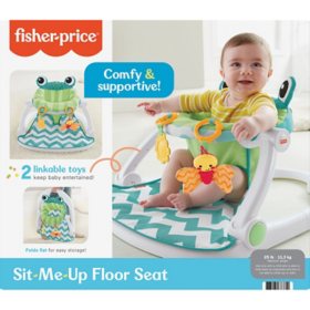 Fisher-Price Sit-Me-Up Floor Seat with 2 Linkable Toys, Citrus Frog