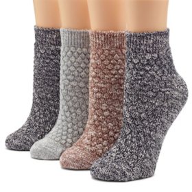 Hue Ladies Quilted Ankle Boot Sock, 4 Pair