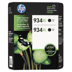 HP 934 XL High Yield Ink, Black, 2 Pack, 1000 Page Yield