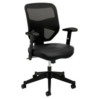 basyx VL531 Series High-Back Padded Mesh Seat Leather Work Chair, Black 