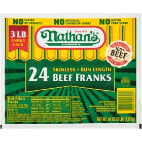 Nathan's Famous Beef Franks, 24 ct.