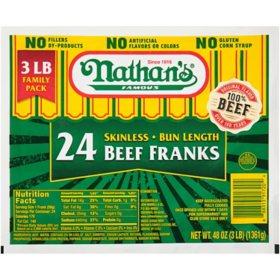 Nathan's Famous Bun Length All Beef Hot Dogs (24 pk.)