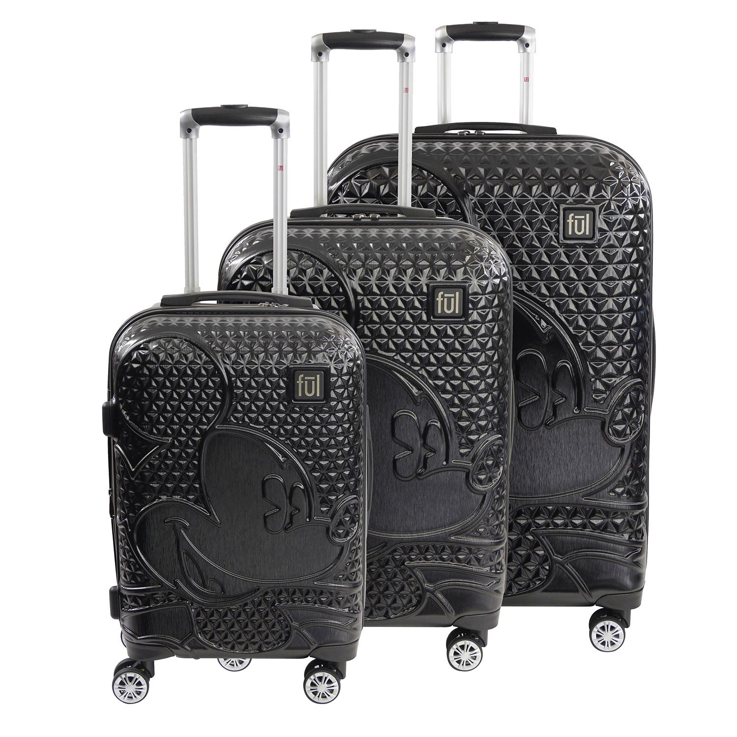 FUL DISNEY Textured Mickey Hard Sided 3 Piece Luggage Set