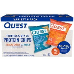 Quest Tortilla Style Protein Chips Variety Pack, Ranch and Nacho Cheese (6 ct.)