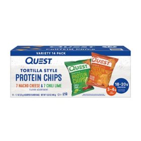 Quest Tortilla Chips Variety Pack, Nacho Cheese and Chili Lime 14 ct.