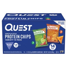 Quest Tortilla Chips Variety Pack, Nacho Cheese and Chili Lime 14 ct.