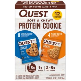 Quest Protein Cookie Double Chocolate Chip & Peanut Butter Variety Pack, 12 ct.