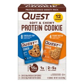 Quest Protein Cookie Double Chocolate Chip & Peanut Butter Variety Pack, 12 ct.