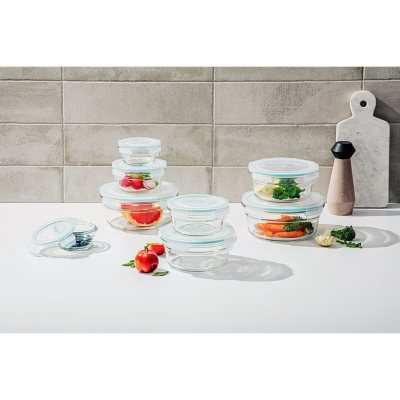 Glasslock Tempered Glass Food Storage Containers with Locking Lids, 16 Piece Set