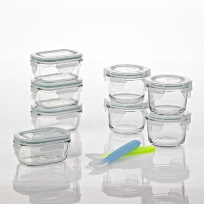 Finedine Baby Glass Food Storage Containers - 6 piece 4.4 Oz Airtight Lids