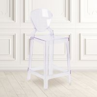 Ghost Counter Stool with Tear Back in Transparent Crystal