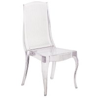 Flash Elegance Crystal Ice Stacking Chair with Full Back Vertical Line Design