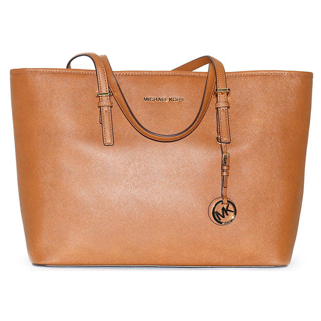 Jet Set Saffiano Leather Top-Zip Tote Bag by Michael Kors