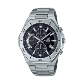Casio Men's Edifice Chronograph Stainless Steel Black Dial 49mm Silver Watch