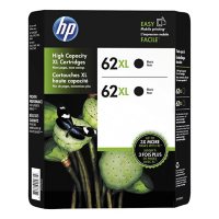 HP 62XL High Yield Original Ink Cartridge, Black, 2 Pack, 600 Page Yield