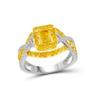 1.50 CT. T.W. Yellow and White Diamond Fashion Ring in 14K White Gold