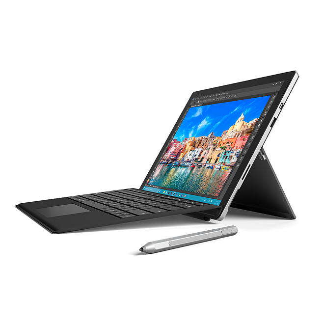 Surface Pro 4 Bundle:  Intel Core i5-6300U, 4GB Memory, 128GB SSD Hard Drive Device, Surface Pen, Surface Pro 4 Black Type Cover, Windows 10 Pro and 1 Year Office 365 Personal Subscription
