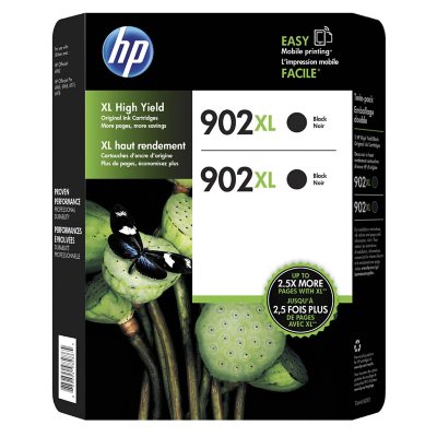 HP 902XL High-Yield Black Original Ink Cartridge, 2/Pk