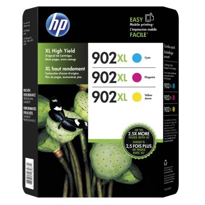 HP 902XL High-Yield Cyan, Magenta, Yellow Original Ink Cartridge, 3/Pk