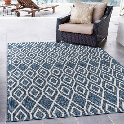 Jill Zarin Turks and Caicos Outdoor Rug:- Blue, 4' x 6'