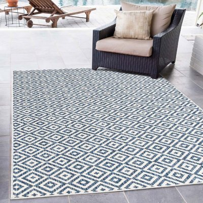 Jill Zarin Costa Rica Outdoor Rug:- Blue, 5'3' x 8'