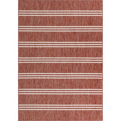 Jill Zarin Anguilla Outdoor Rug:- Rust Red, 7' x 10'