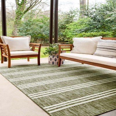 Jill Zarin Anguilla Outdoor Rug:- Green, 9' x 12'