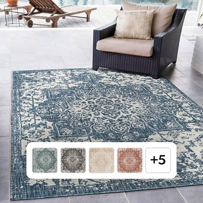 Jill Zarin Dubai Outdoor Rug:- Blue, 4' x 6'