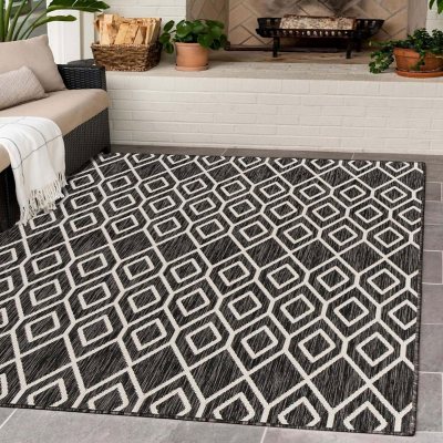 Jill Zarin Turks and Caicos Outdoor Rug:- Charcoal, 5'3' x 8'