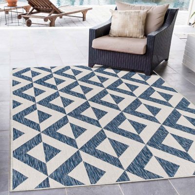 Jill Zarin Napa Outdoor Rug:- Blue, 5'3' x 8'