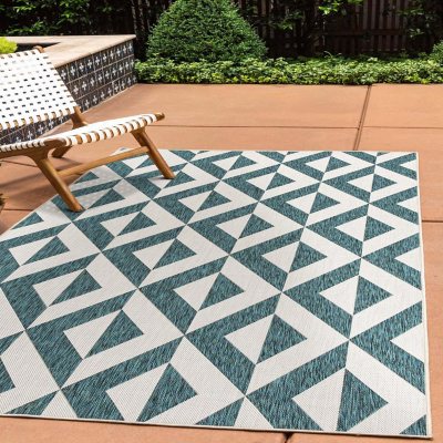 Jill Zarin Napa Outdoor Rug:- Teal, 4' x 6'