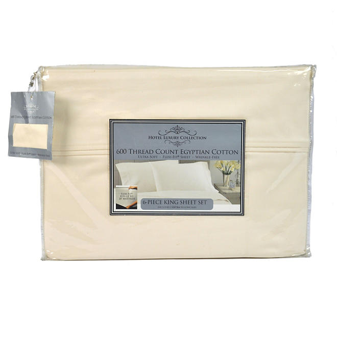 600TC Hotel Luxury Collection Solid Ivory Sheet Set - King