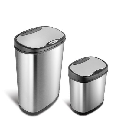 Side-Entry Trash Can - 9 Gallon, Stainless Steel