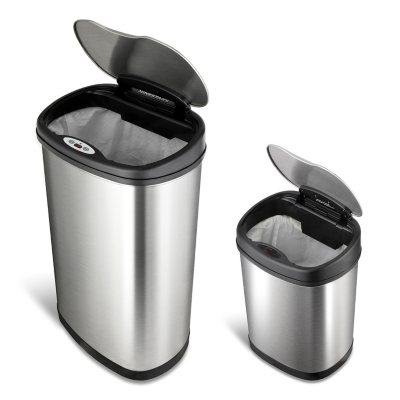 Fingerhut - Nine Stars Stainless Steel 7.9-Gallon and 1.3-Gallon Pedal Trash  Can Combo