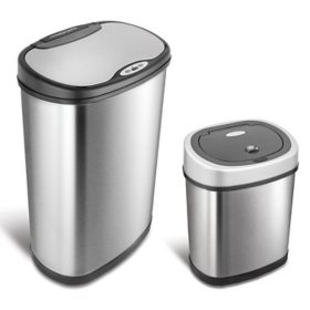 Swing Top Trash Can. 50 L/13 gal. (Black and Grey)