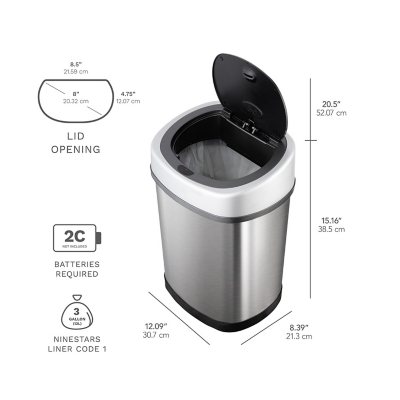 Nine Stars Sensor Trash Can, Stainless Steel (21.1 gal) - Sam's Club