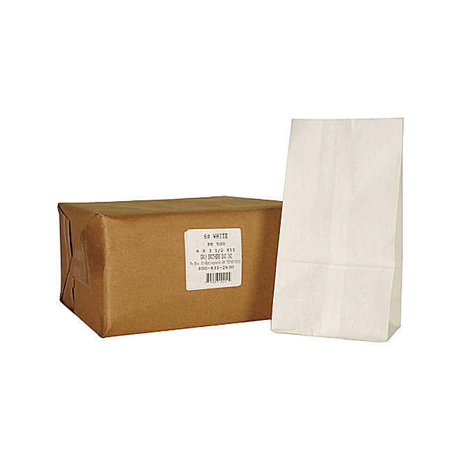 6# White Paper Bag  - 500ct