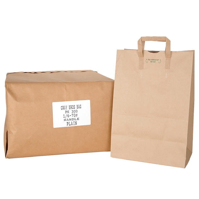 Kraft Paper Bags with Handle - 1/6 70# - 300 ct.