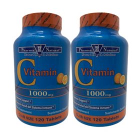 Pharma Natural Vitamin C Tablets, 1000 mg (120 ct. ea., 2 pk.)