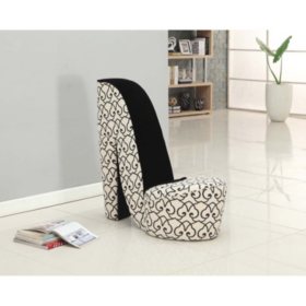 Panache Velvet Fabric Black And White Shoe Shaped Chair Sam S Club